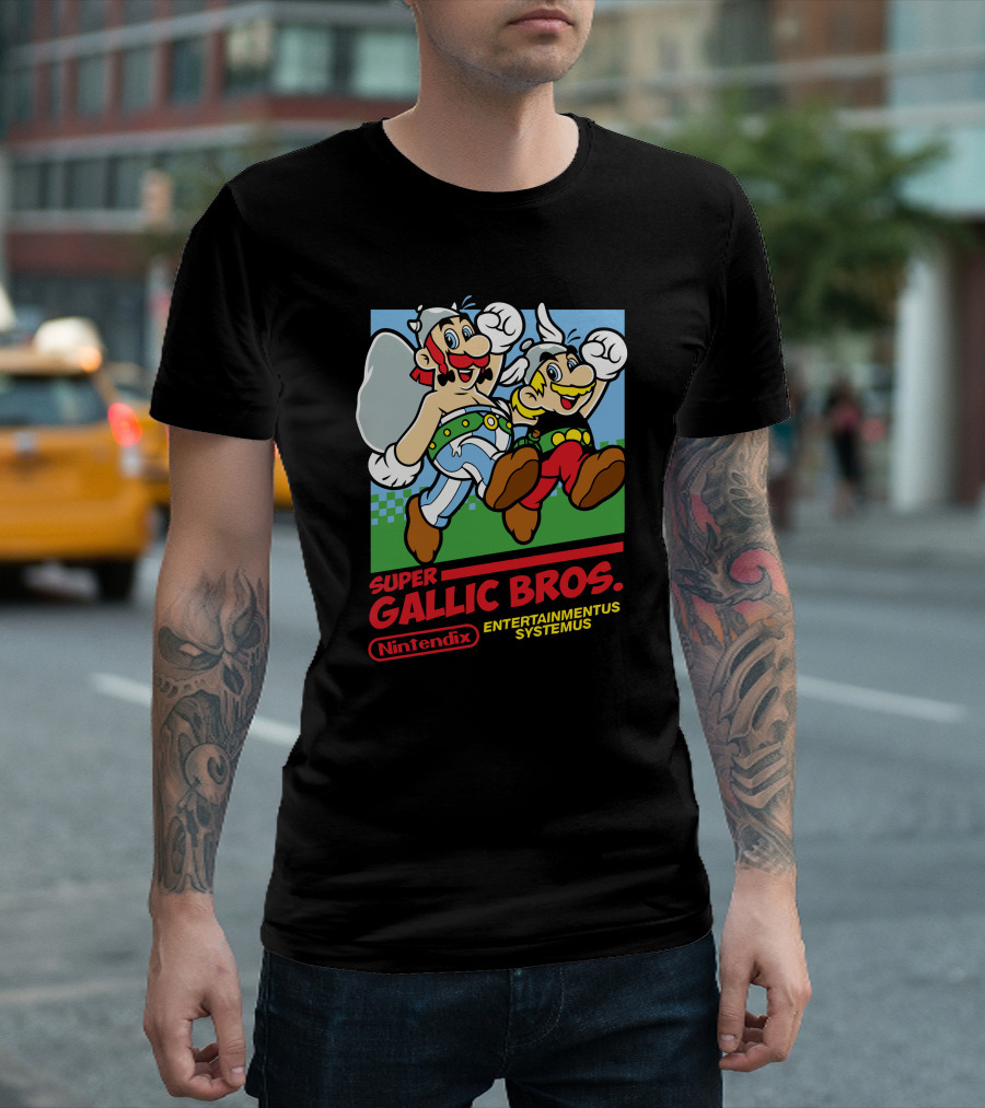Super Gallic Bros Nintendo Entertainmentus Systemus T-Shirt