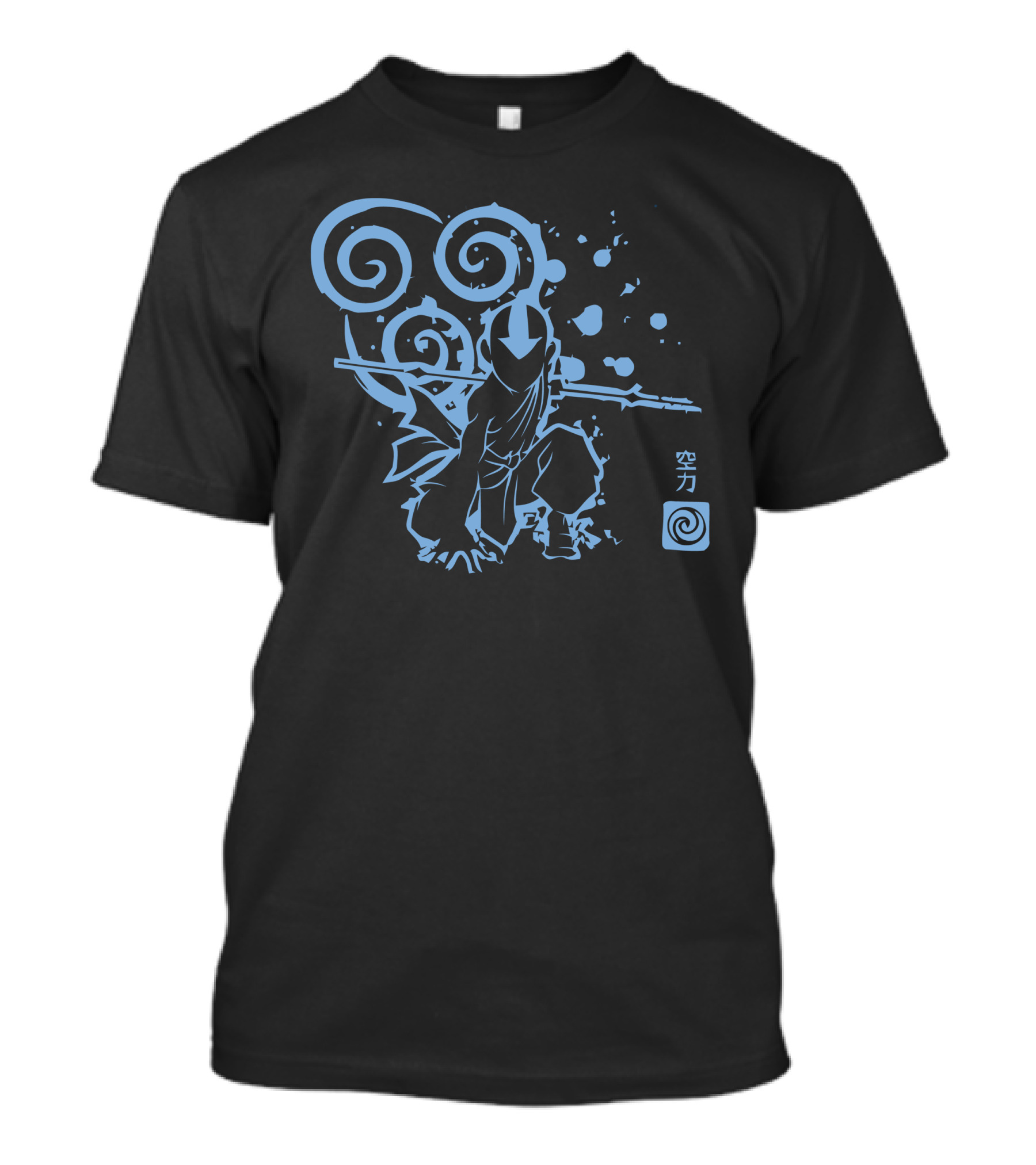 Air Power Element Avatar Aang With Staff And Spirals T-Shirt