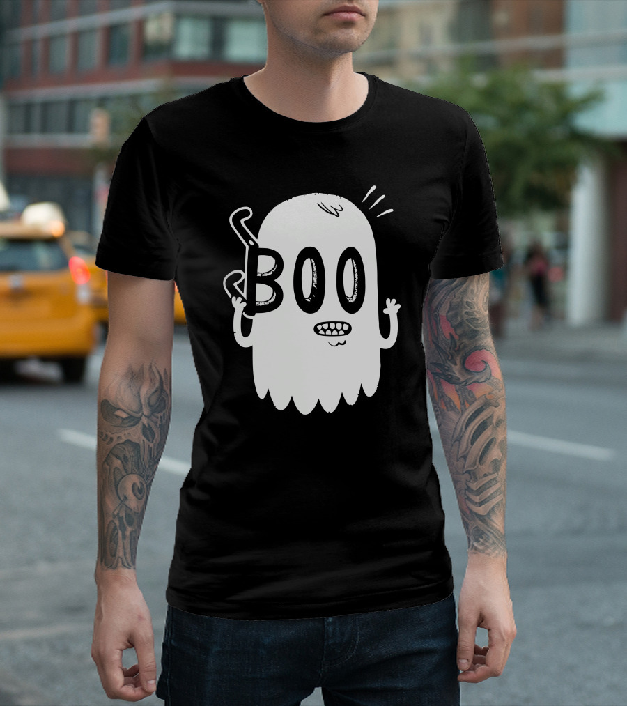 Boo Awkward Ghost Holding Eyeglasses T-Shirt