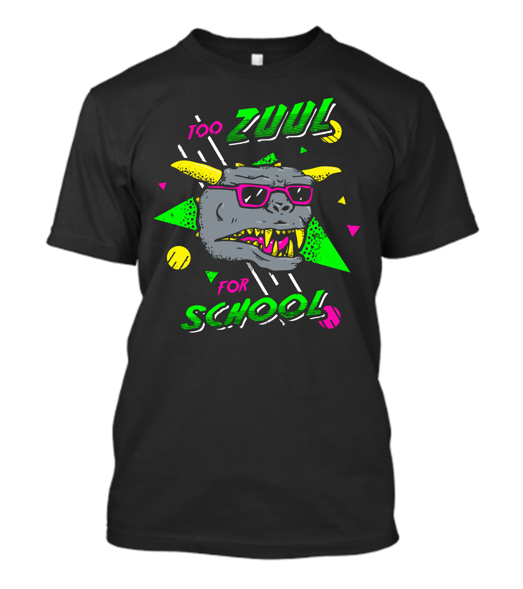 Too Zuul For School Retro Style Monster Design With Neon Colors And Sunglasses T-Shirt