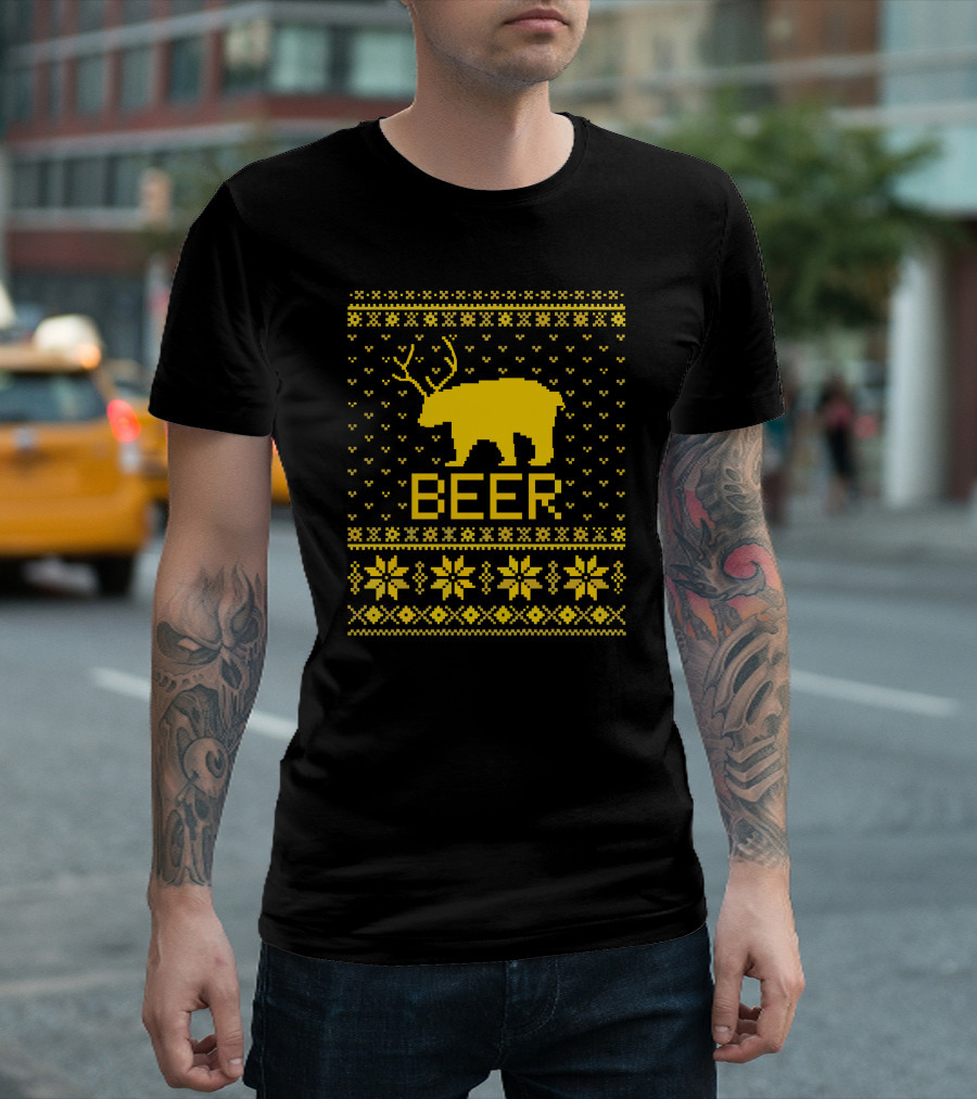 UglyParty Beer Bear Antlers Knit T-Shirt