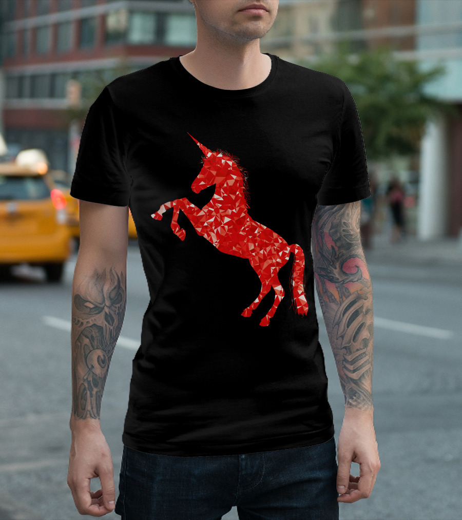 Unicorn Red Geometric T-Shirt