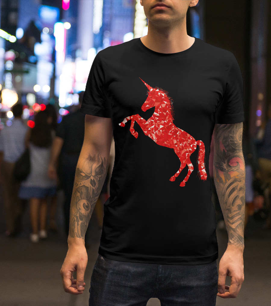 Unicorn Red Geometric T-Shirt