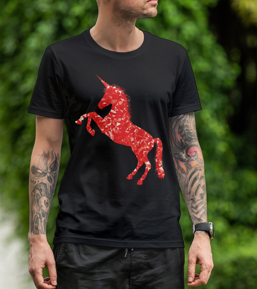 Unicorn Red Geometric T-Shirt