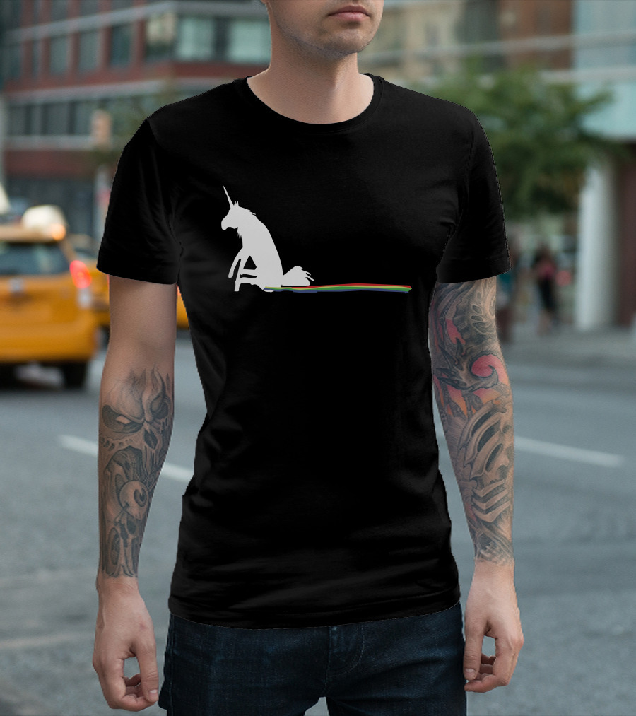 Unicorn Leaving A Rainbow Trail While Sitting T-Shirt