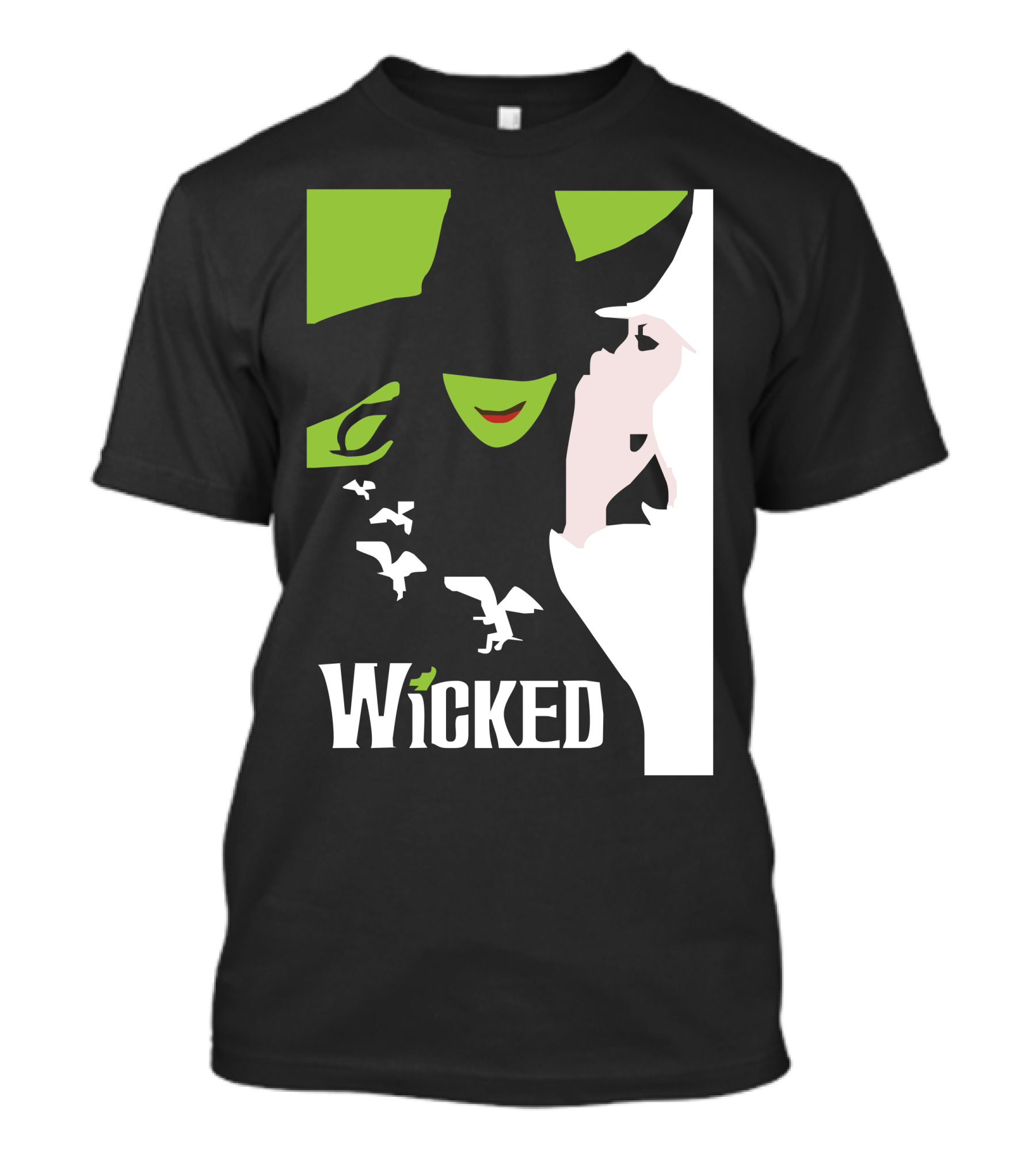 Wicked Broadway Musical Wizard Of Oz Green Witch White T-Shirt