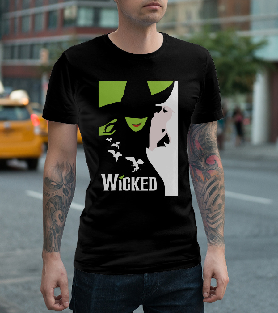Wicked Broadway Musical Wizard Of Oz Green Witch White T-Shirt