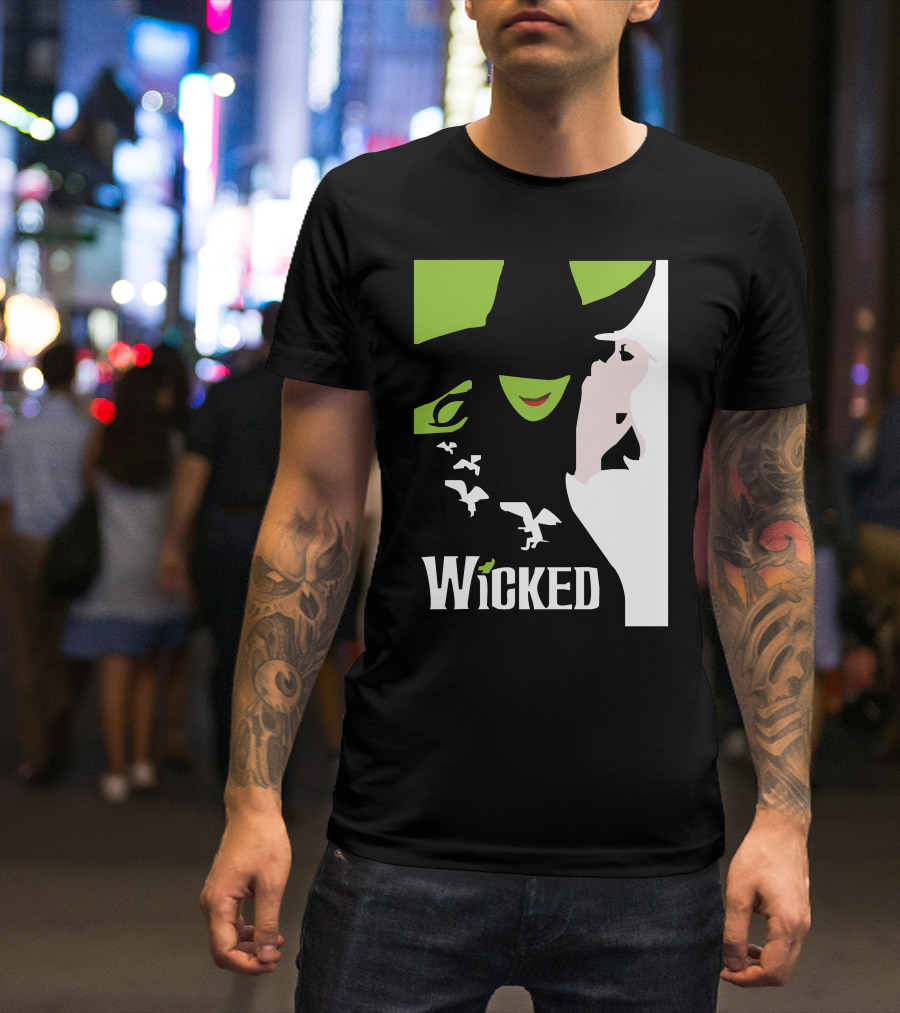 Wicked Broadway Musical Wizard Of Oz Green Witch White T-Shirt
