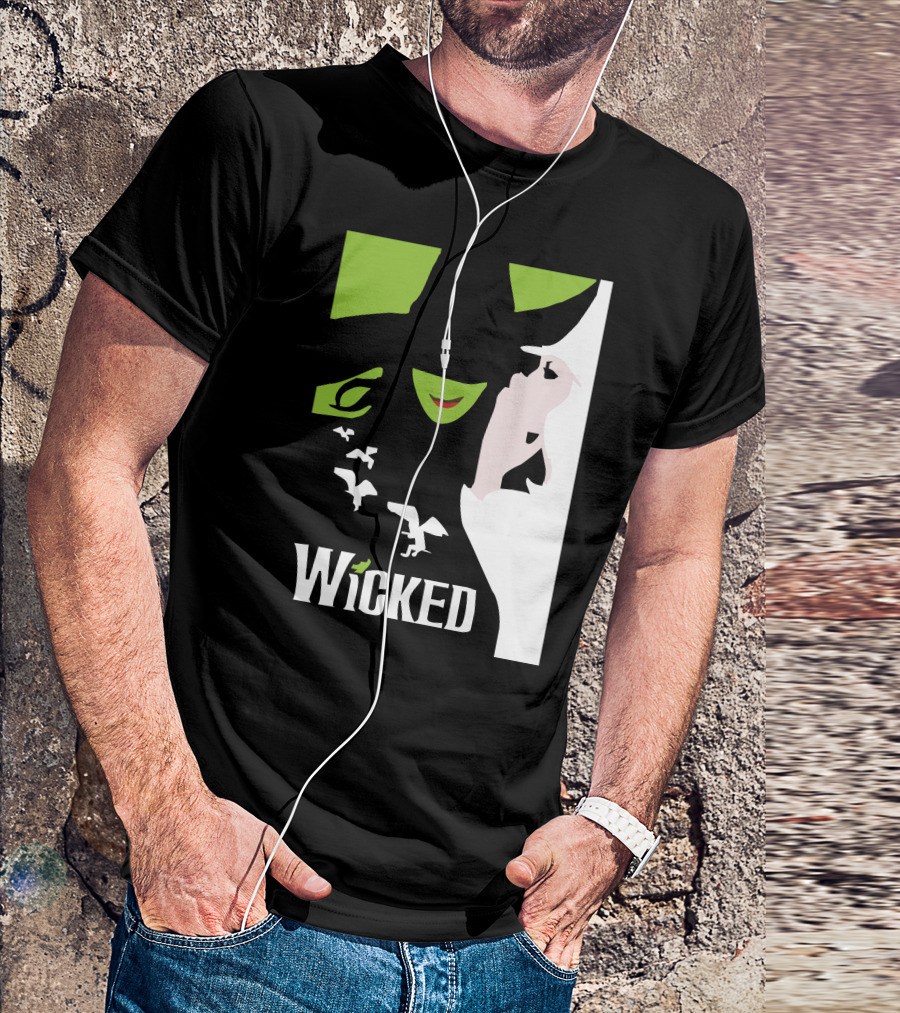 Wicked Broadway Musical Wizard Of Oz Green Witch White T-Shirt