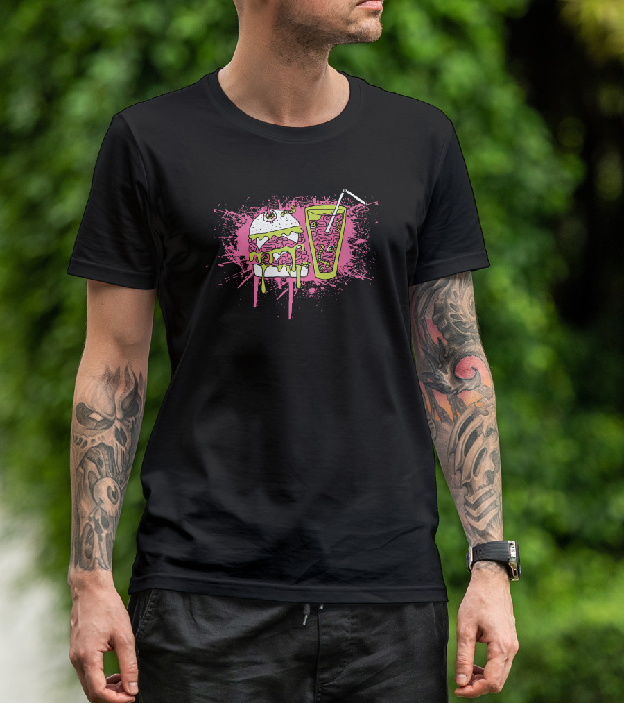Zombie Burger Brain Splatter Drink Combo T-Shirt