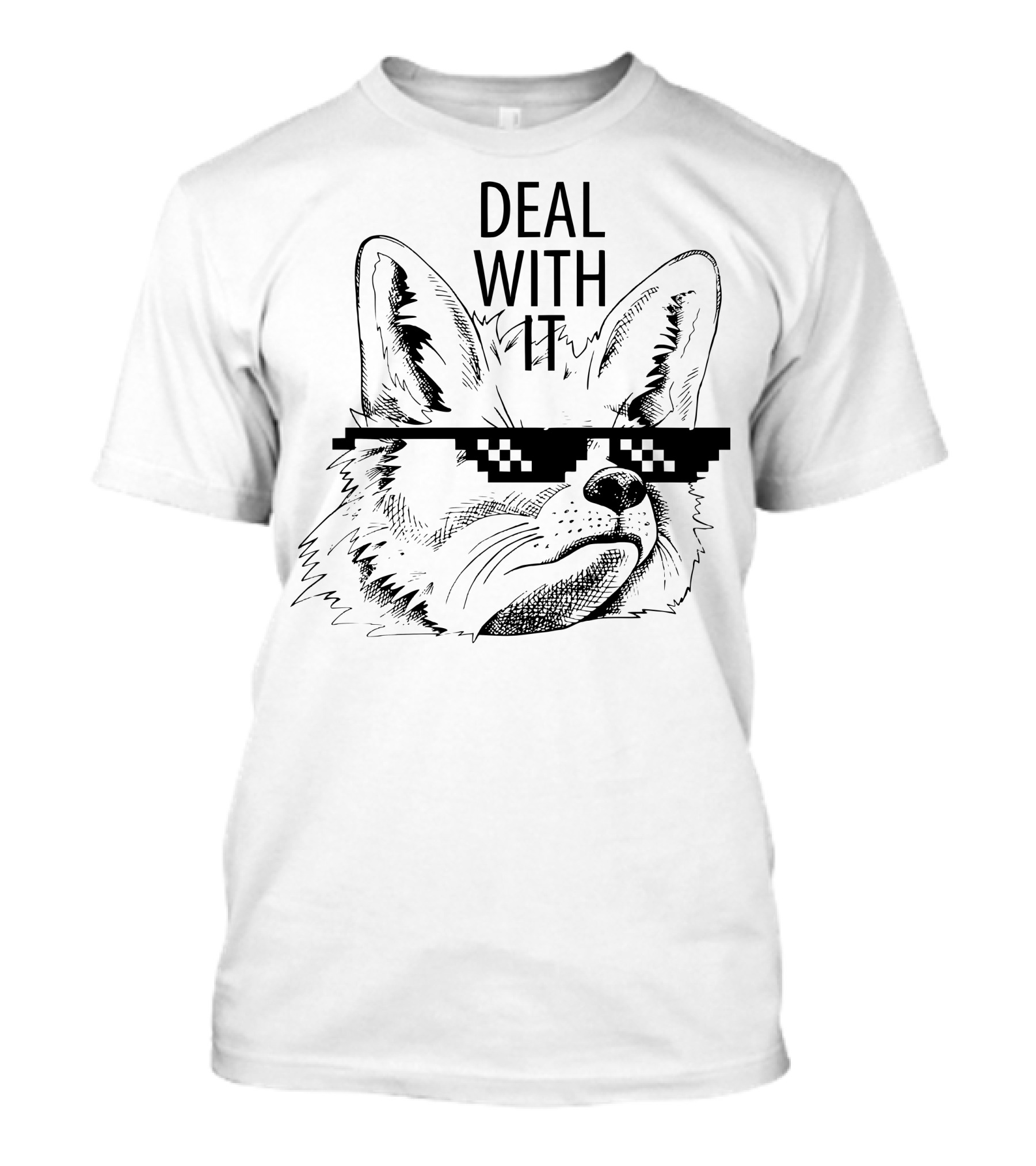 DEAL WITH IT Sunglasses Fox T-Shirt