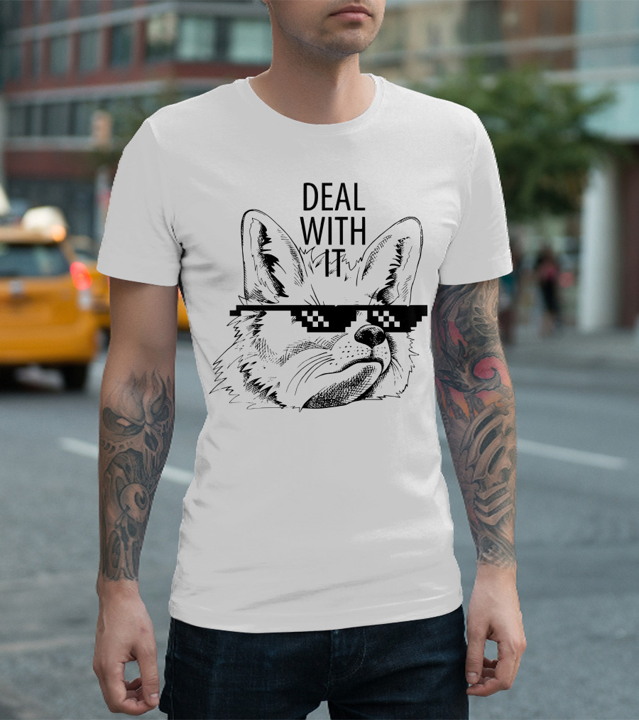DEAL WITH IT Sunglasses Fox T-Shirt