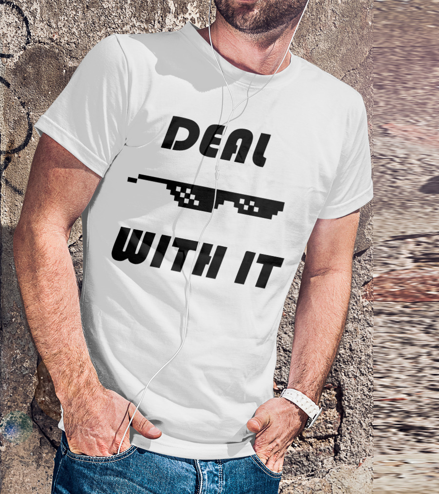 Deal With It Pixelated Sunglasses T-Shirt