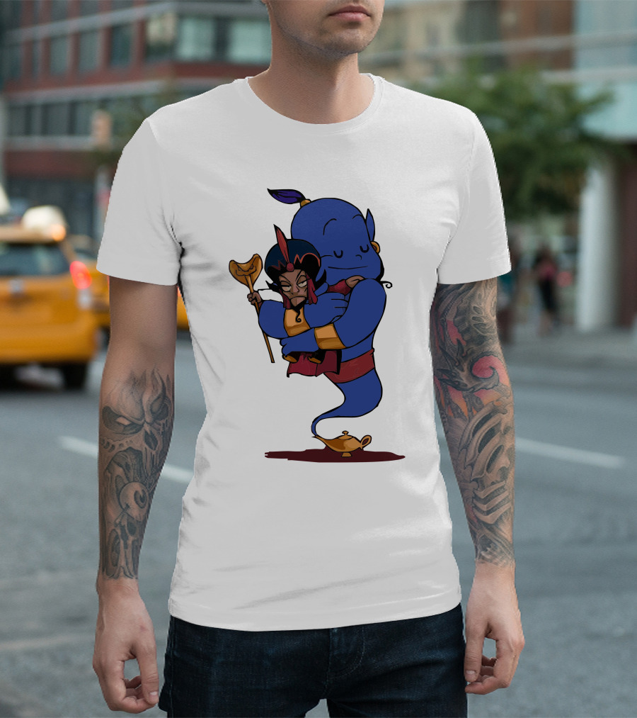 Jafar and Genie Hug with Magic Lamp T-Shirt