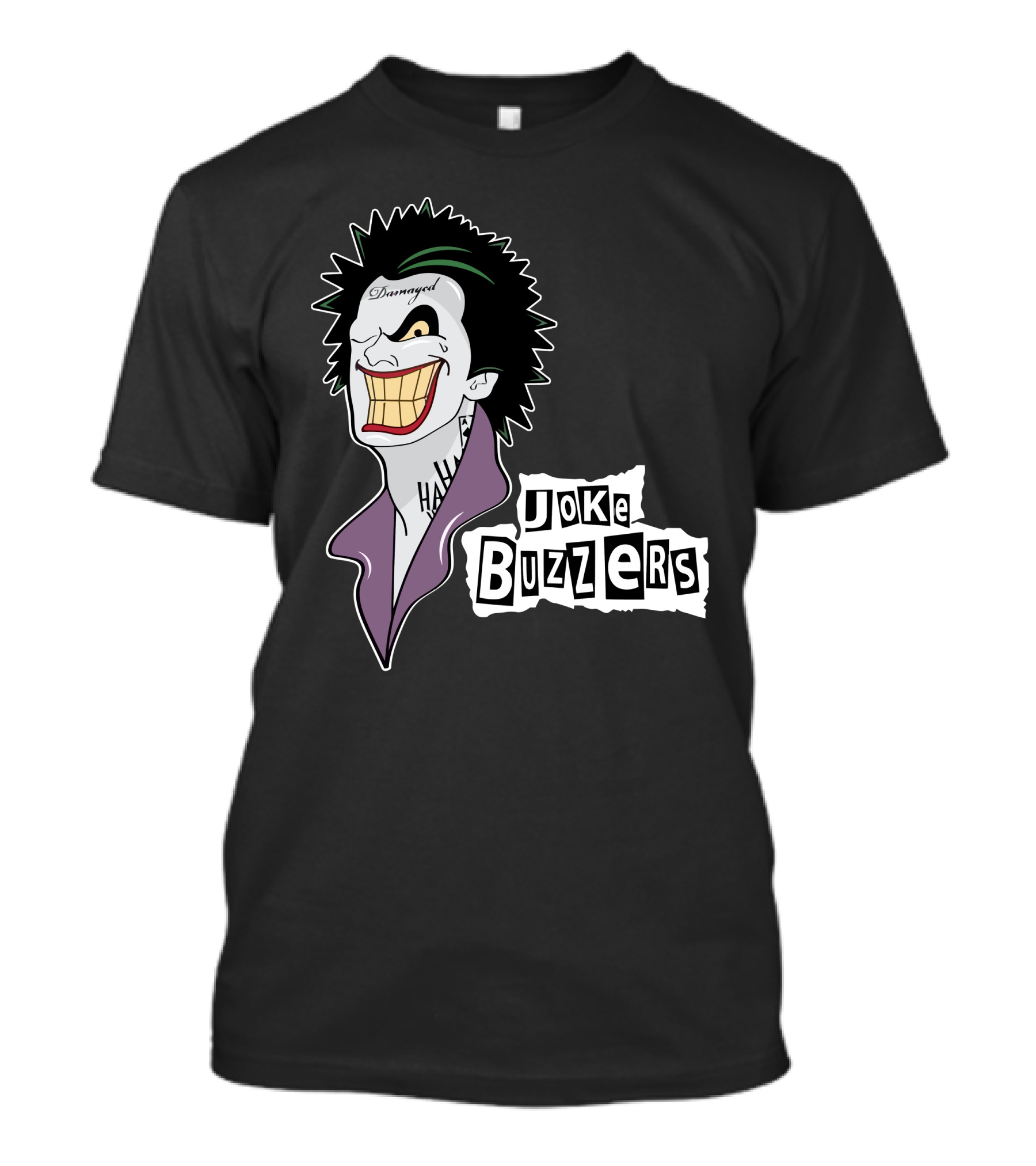 Joke Buzzers Haha Grin Spiky Hair And Purple Collar T-Shirt