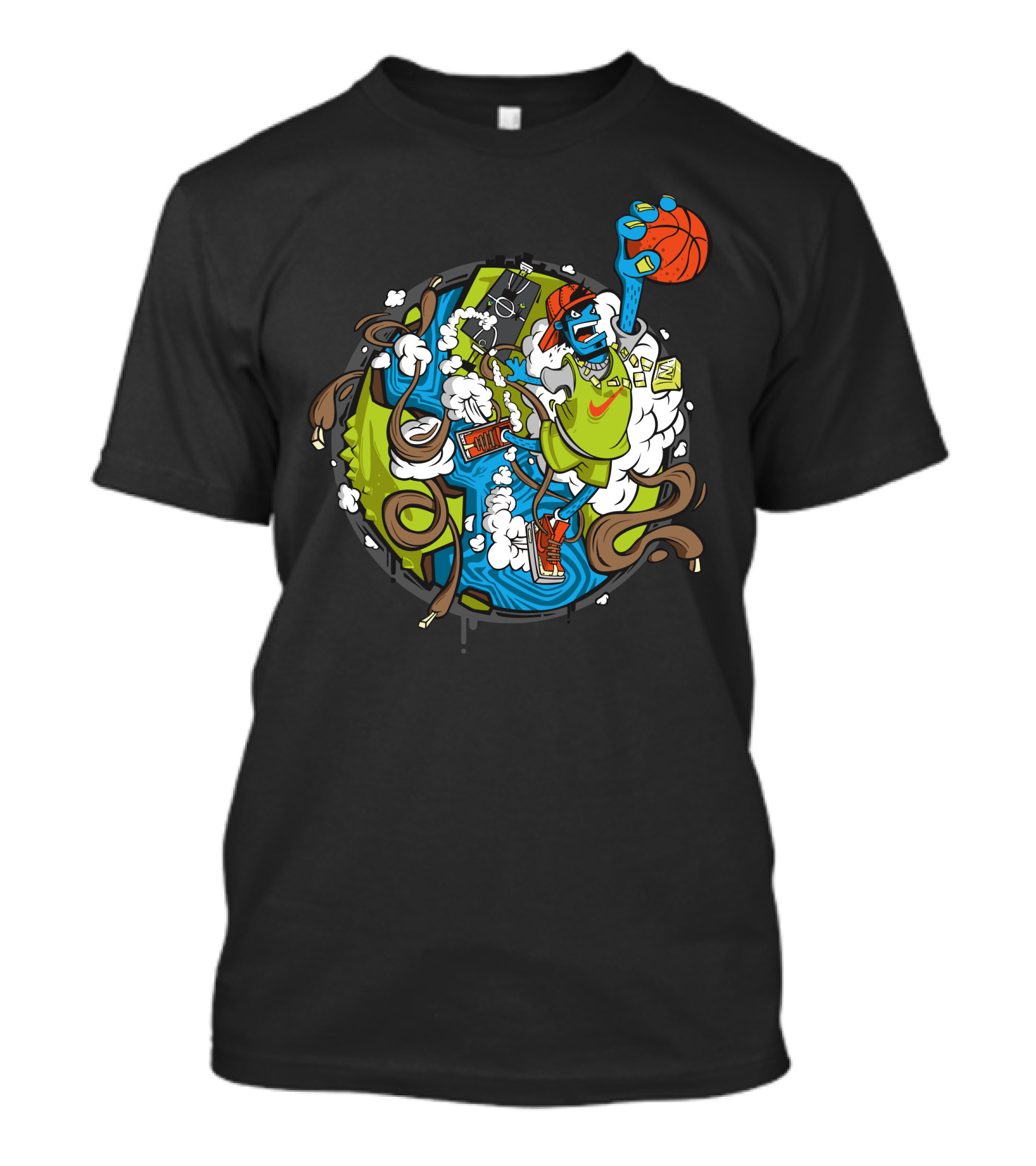Jumper World Dunk Cartoon Character Basketball T-Shirt