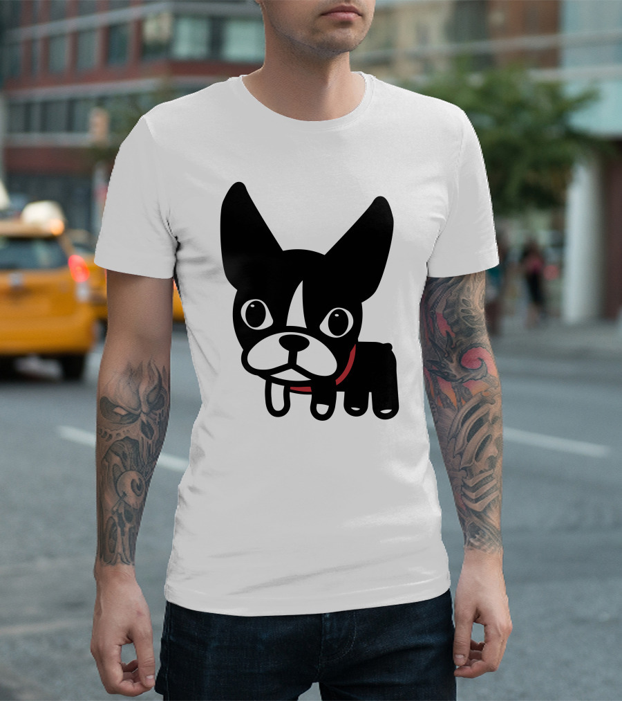 Just Luna Cute Cartoon Boston Terrier Dog T-Shirt