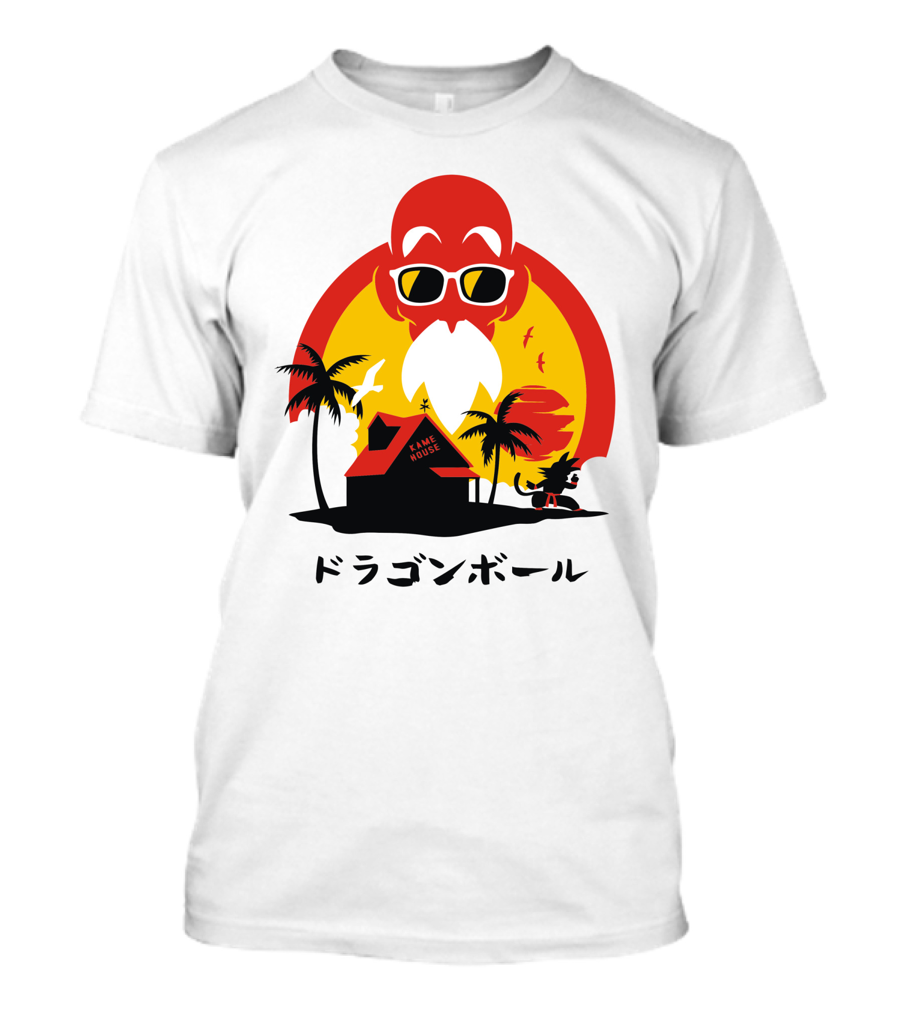 Kame House Sunset Palm Tree Scene T-Shirt