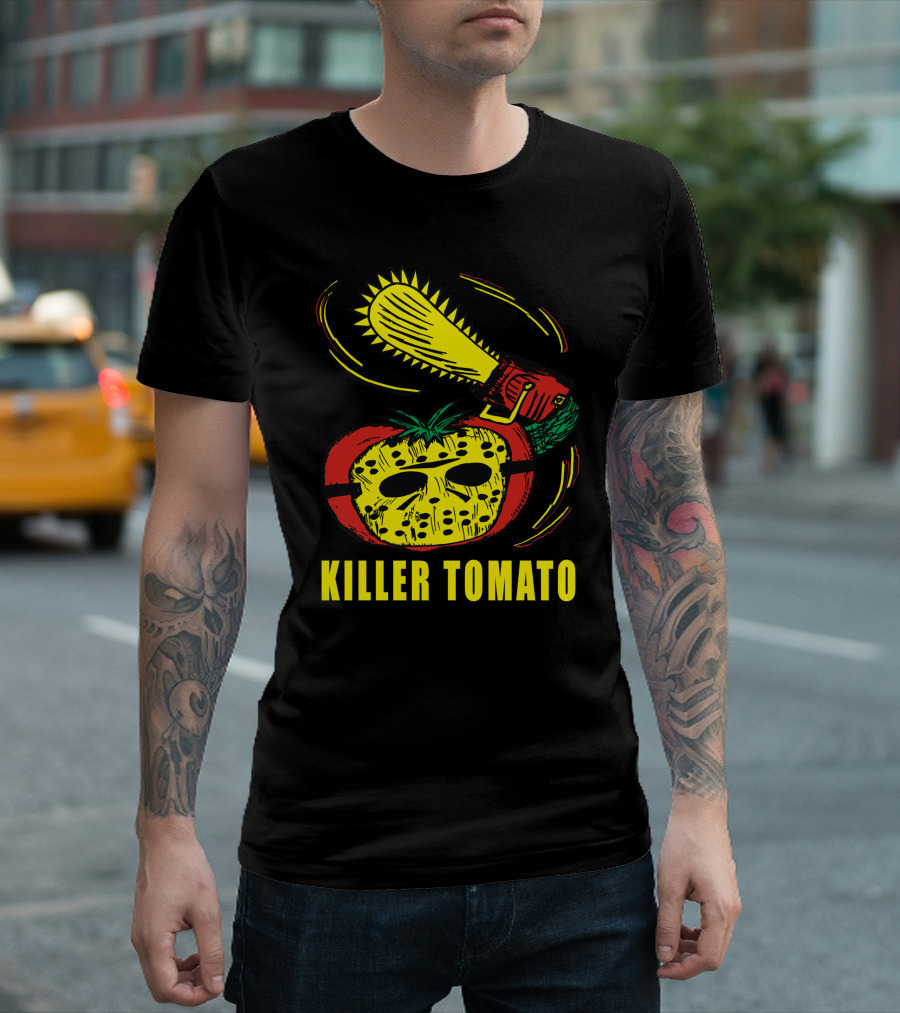 Killer Tomato Jason Mask Chainsaw T-Shirt