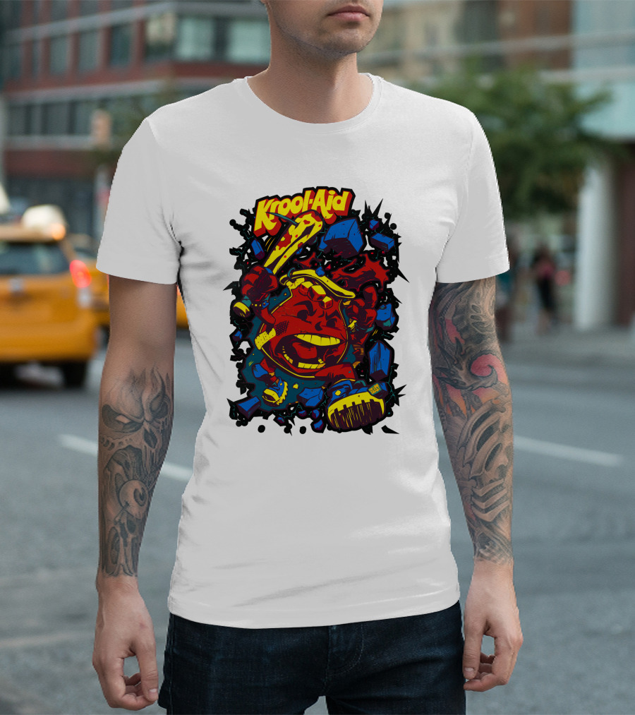 Krool Aid Rampaging Cartoon Bat Smash Explosion Comic T-Shirt