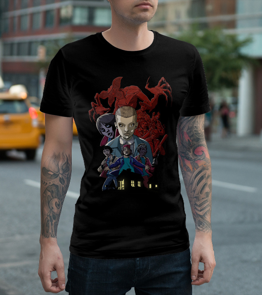Stranger Things Commission Eleven Demogorgon Group Scene T-Shirt