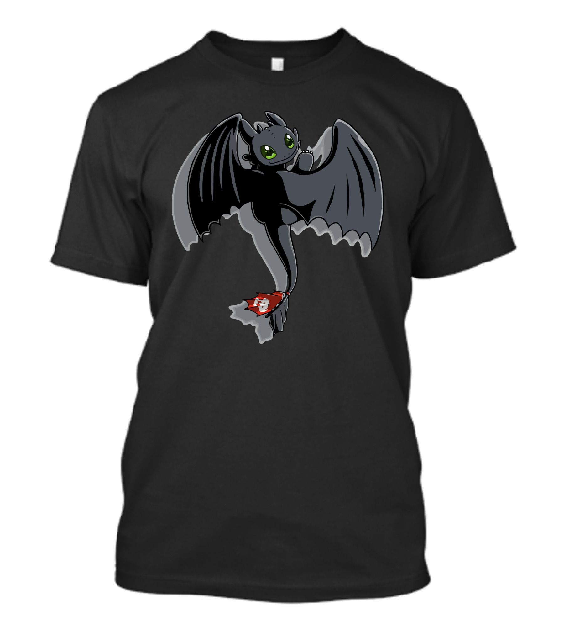 Toothless Flying With Red Viking Tail Flag Iconic Character T-Shirt