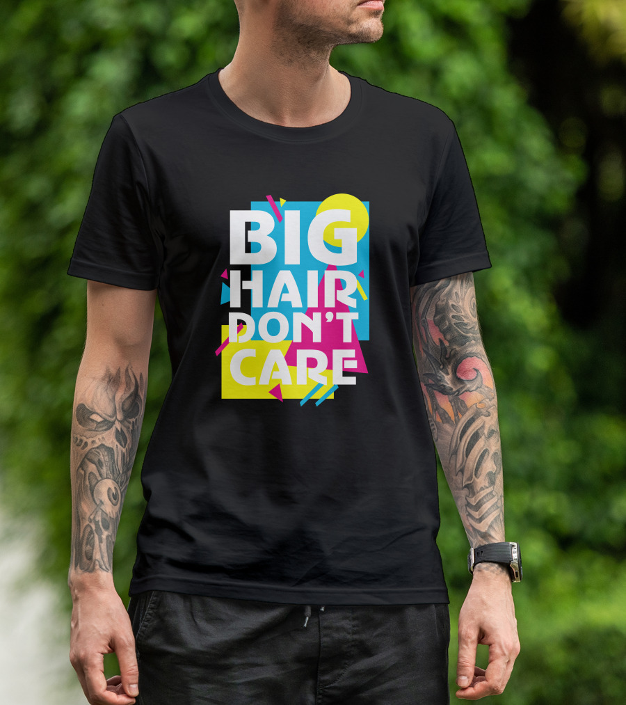 BIG HAIR DON'T CARE Bold Neon Geometric T-Shirt