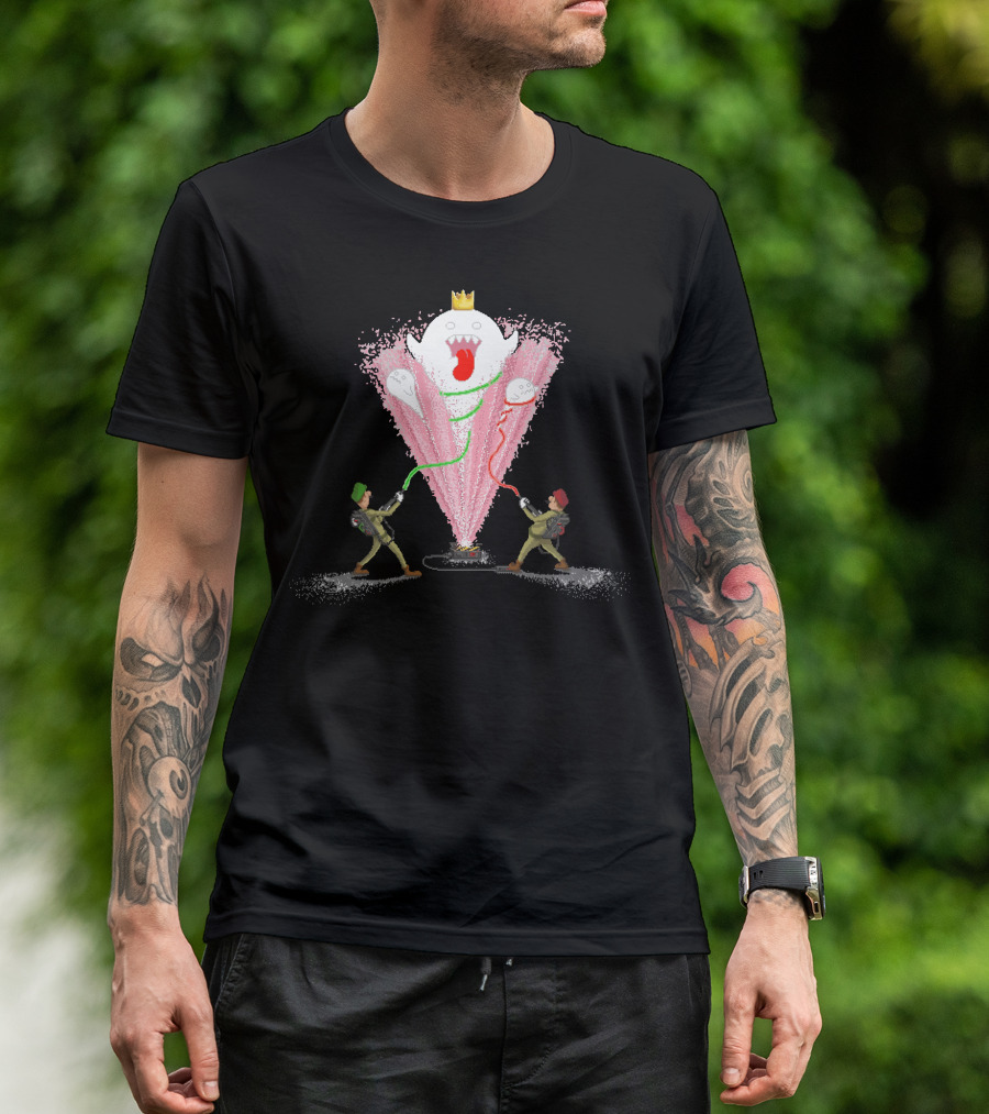 Ghost Busters Boo Battle With Crowned Ghost King And Proton Streams T-Shirt