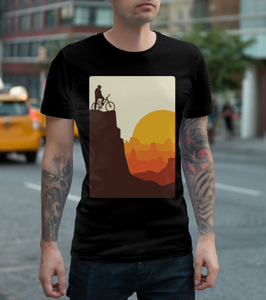 Break On The Mountain Sunset Cyclist Adventure T-Shirt