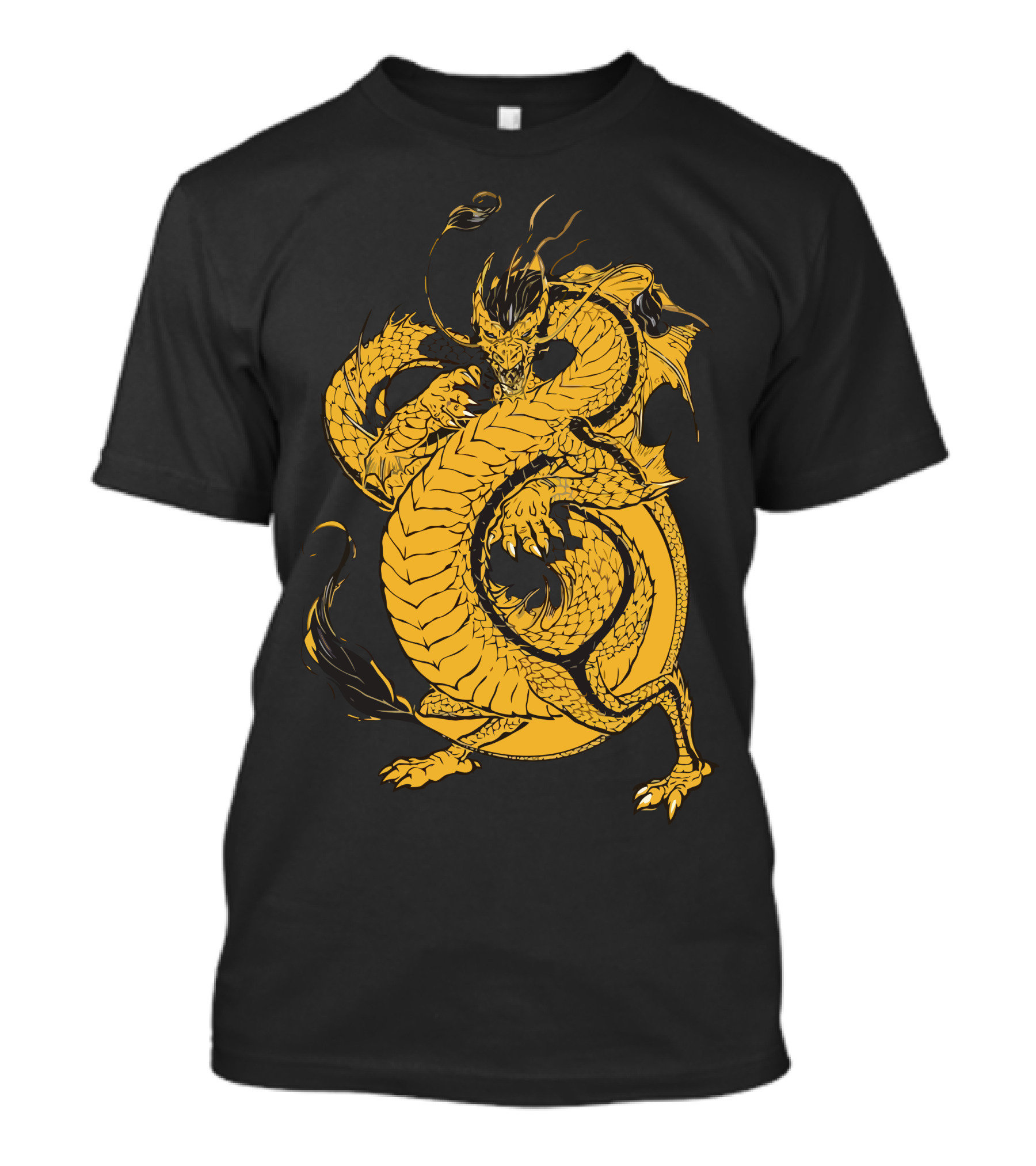 Bruce The Dragon Coiled Golden Serpent Martial Arts T-Shirt