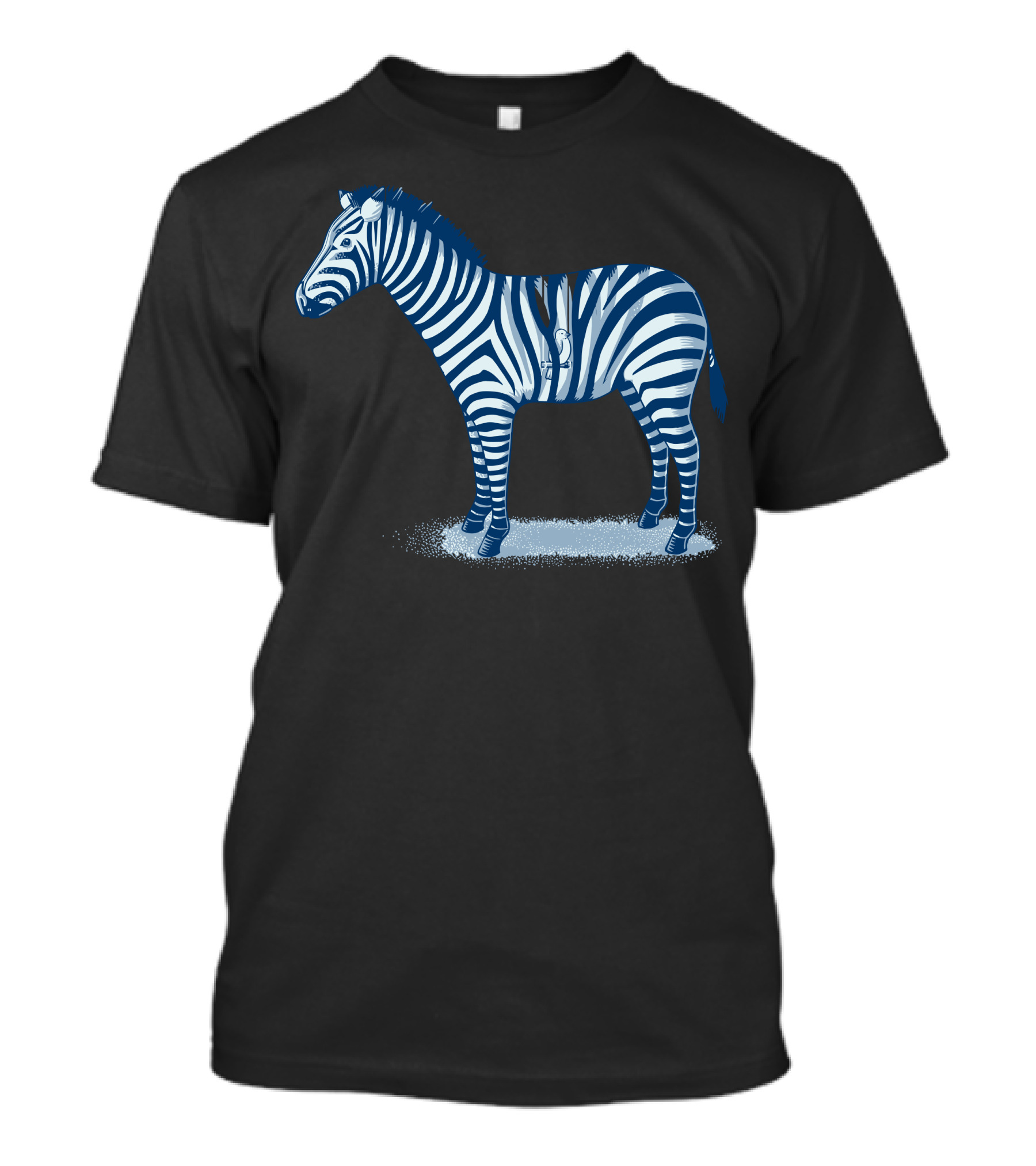 Zebra With Bird In Cage Stripes T-Shirt