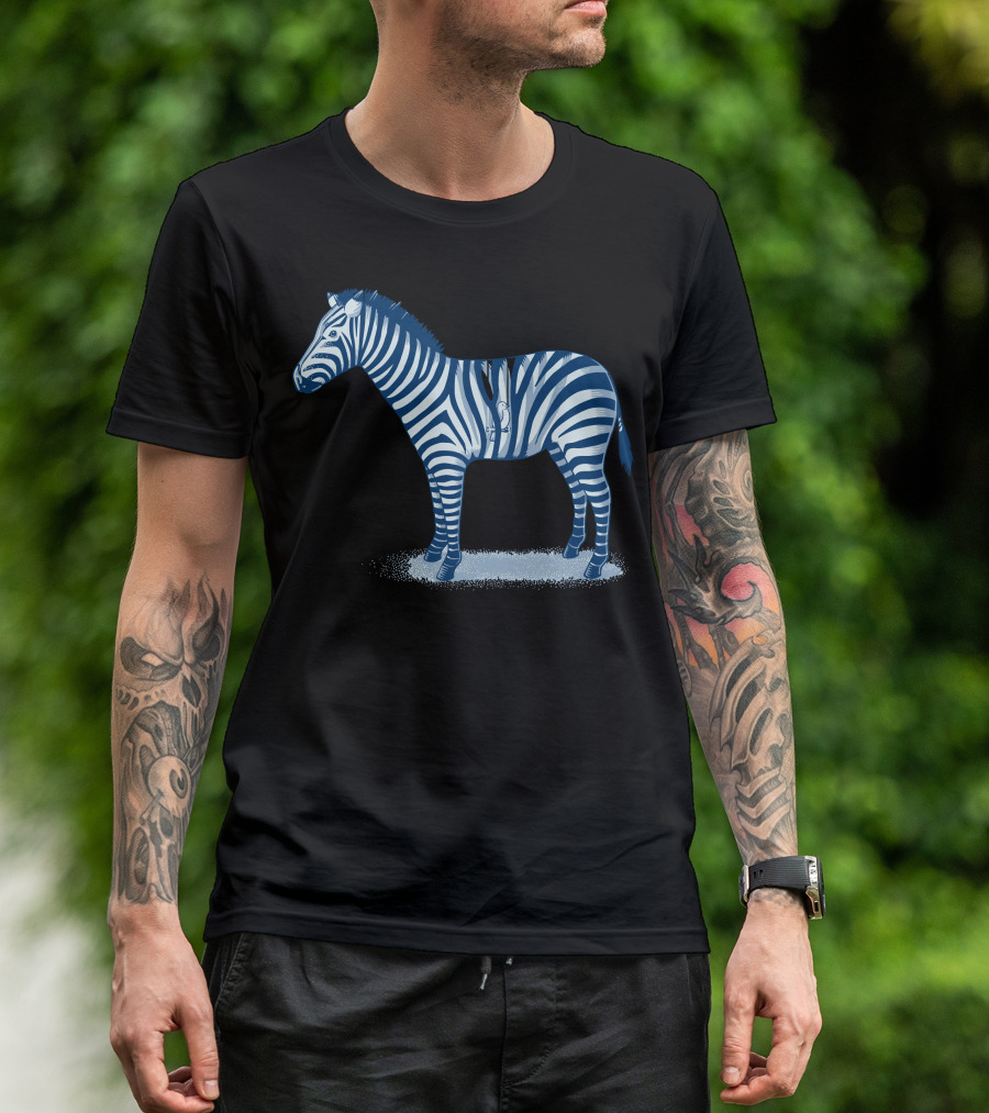 Zebra With Bird In Cage Stripes T-Shirt