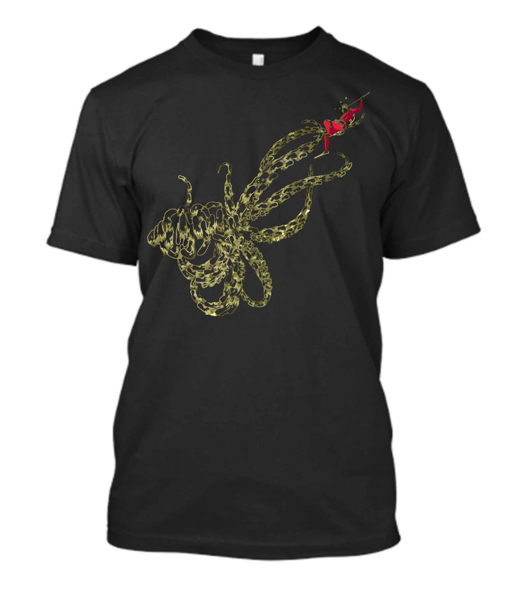 Caution Octopus May Be Larger Than It Appears Diver In Tentacles T-Shirt