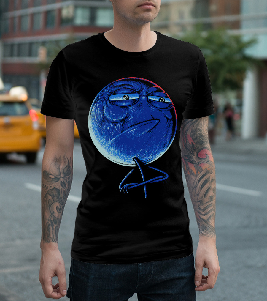 Challenge Accepted Meme Face Red Blue Outline T-Shirt