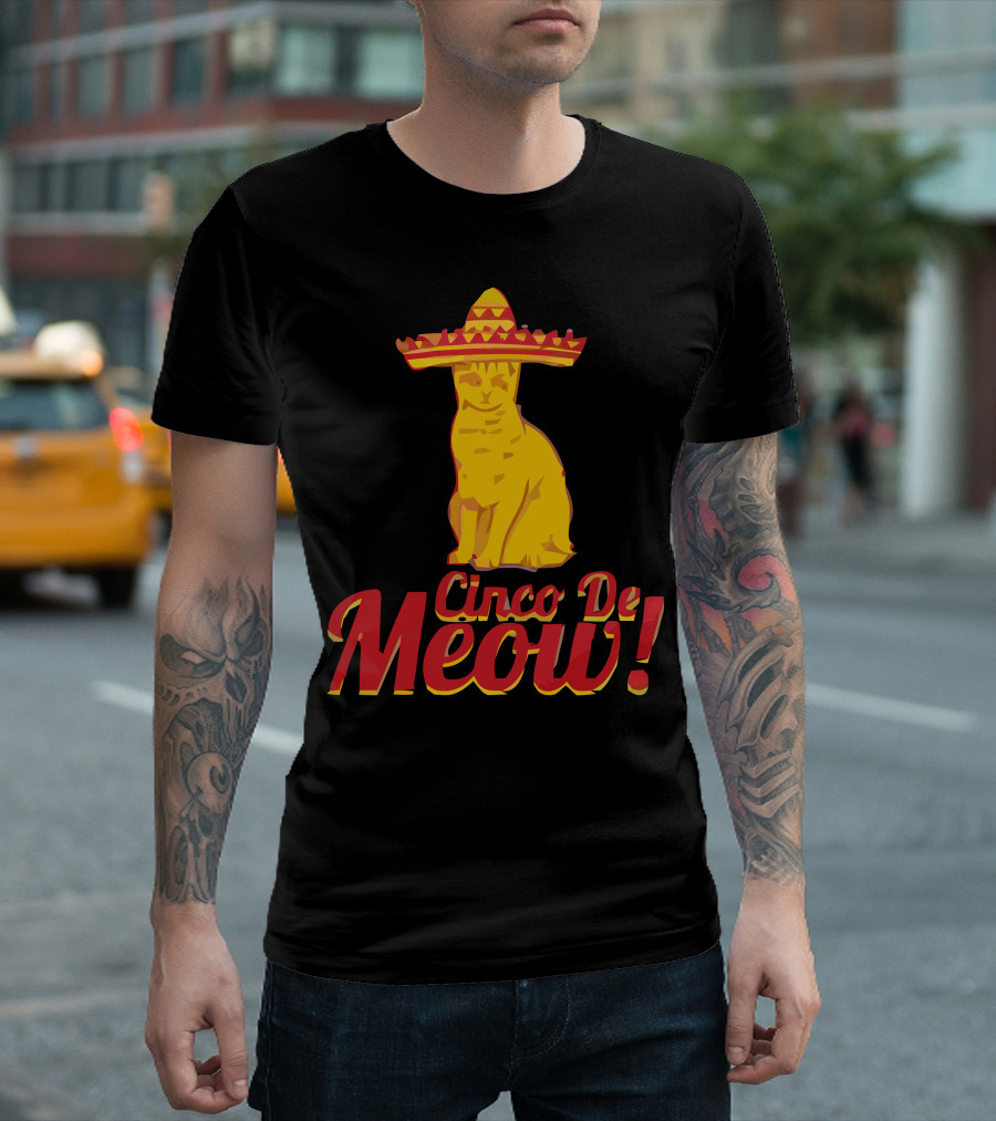 Cinco De Meow Sombrero Cat Festive T-Shirt