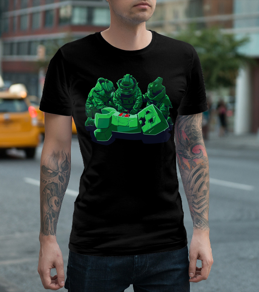 Creeper Squad Medical Emergency Astronauts Minecraft Scene T-Shirt