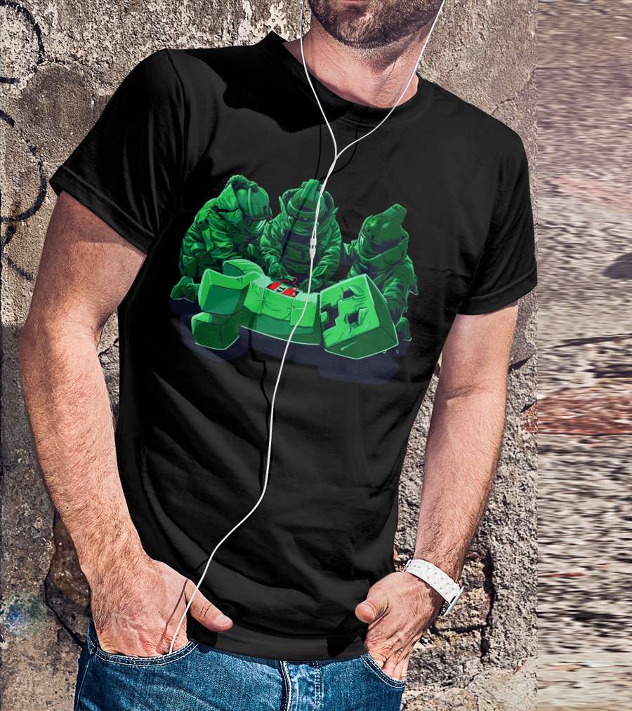 Creeper Squad Medical Emergency Astronauts Minecraft Scene T-Shirt