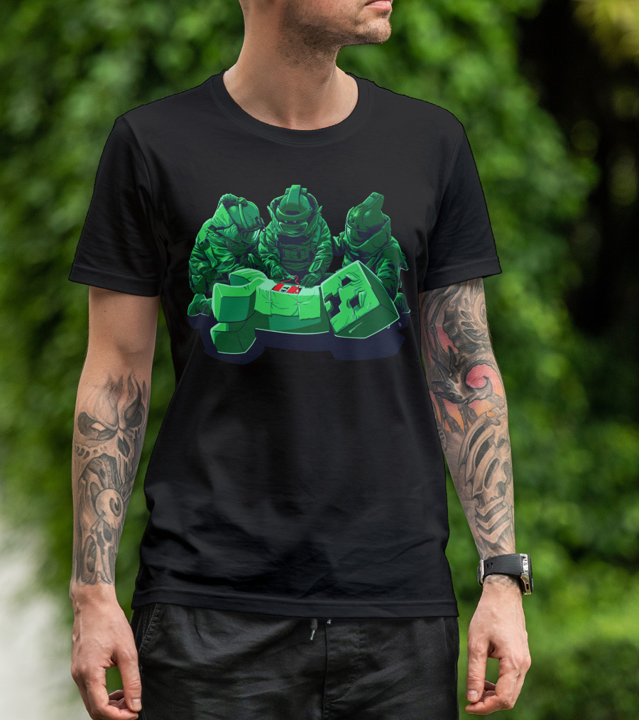 Creeper Squad Medical Emergency Astronauts Minecraft Scene T-Shirt