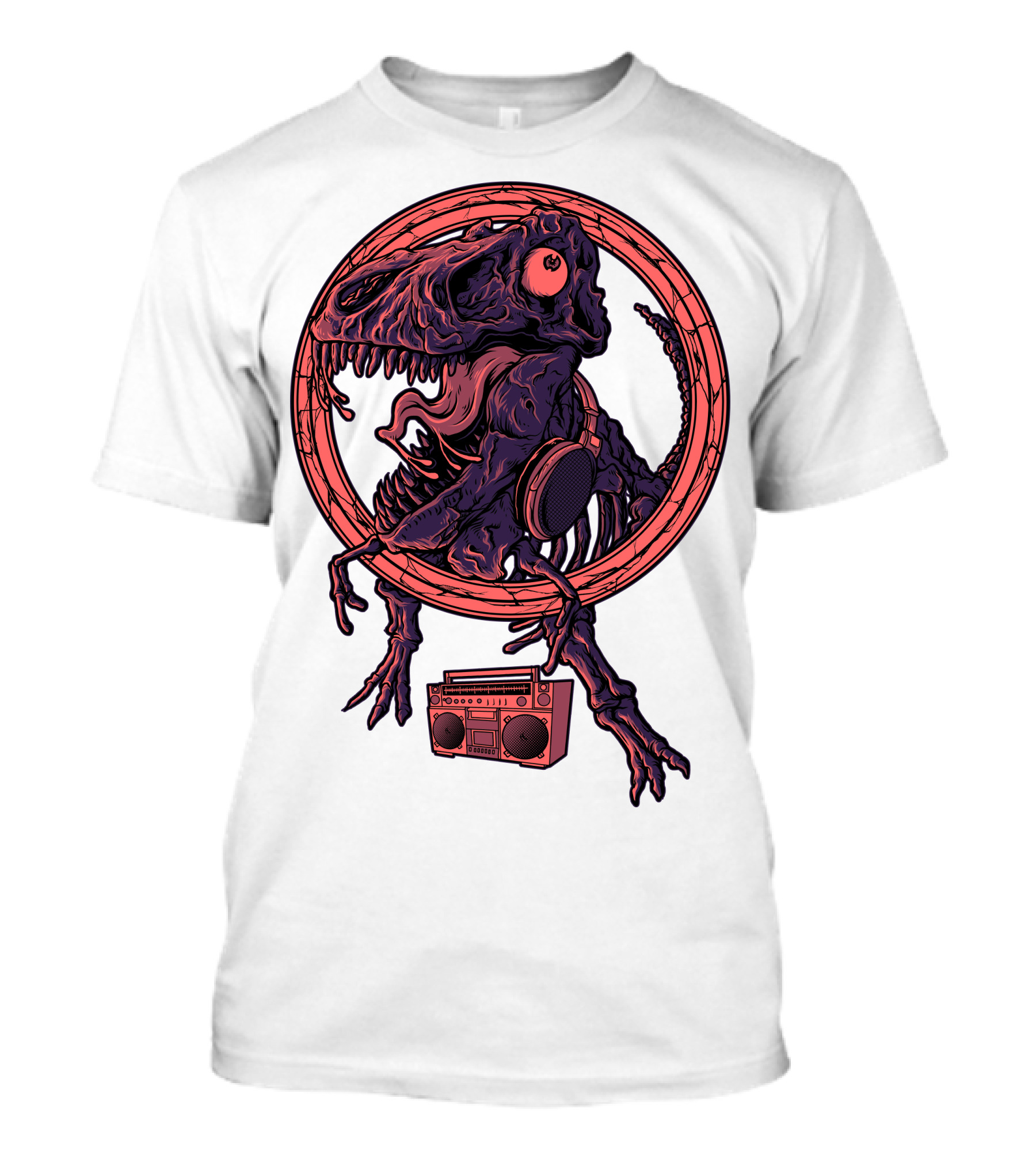 Dinodanceur Tyrannosaurus Rex Headphones Boombox T-Shirt