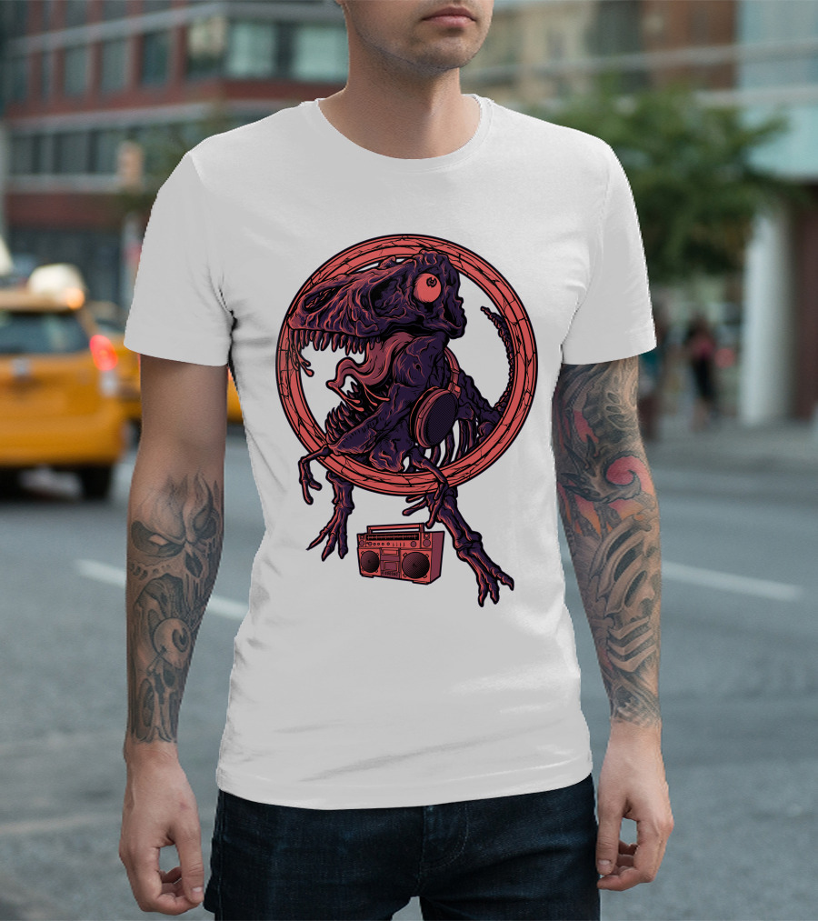 Dinodanceur Tyrannosaurus Rex Headphones Boombox T-Shirt