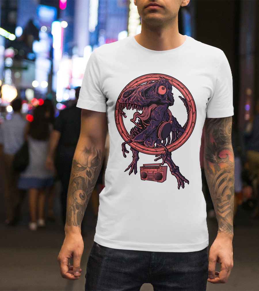 Dinodanceur Tyrannosaurus Rex Headphones Boombox T-Shirt