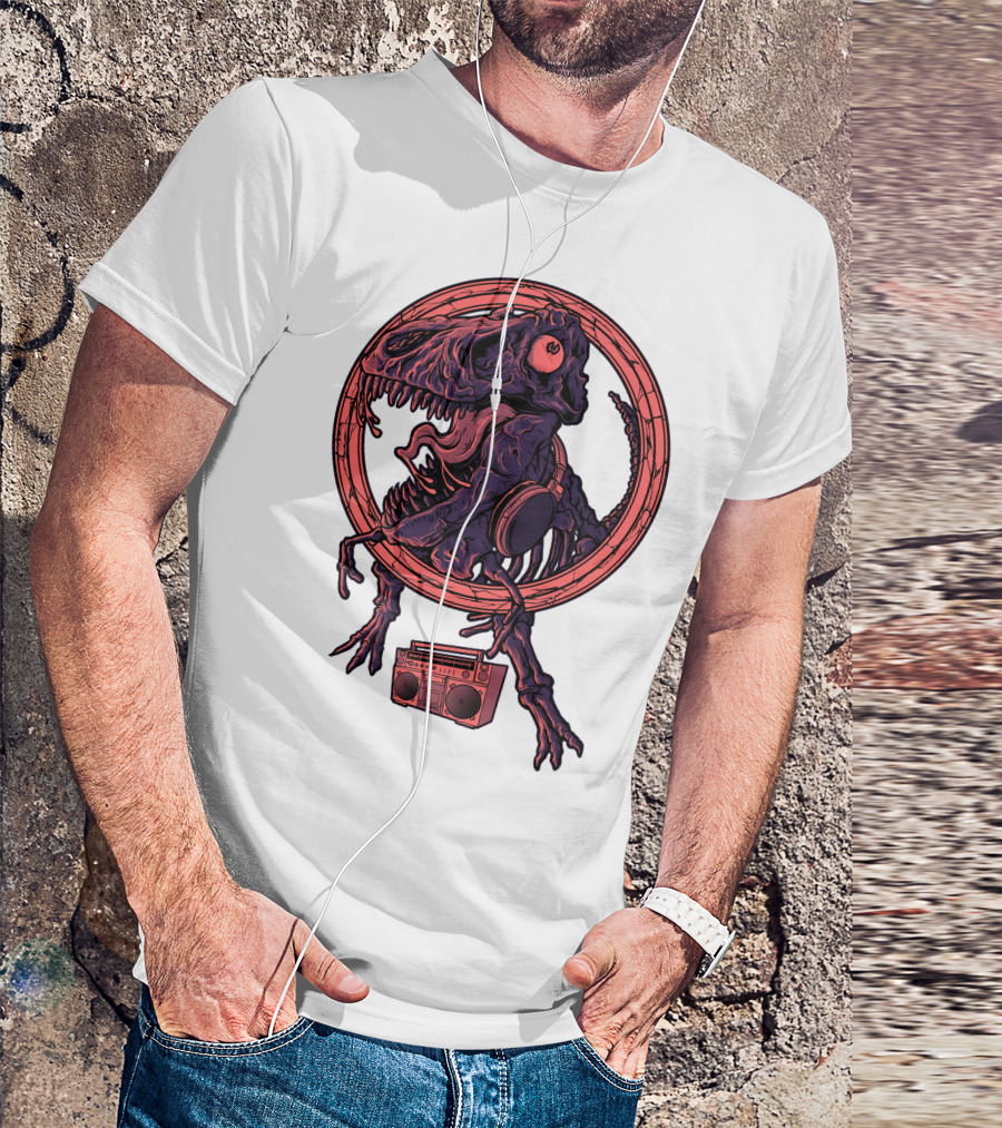 Dinodanceur Tyrannosaurus Rex Headphones Boombox T-Shirt