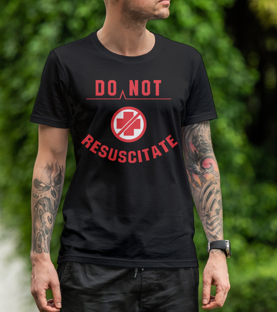 DO NOT RESUSCITATE Cross Symbol Black T-Shirt