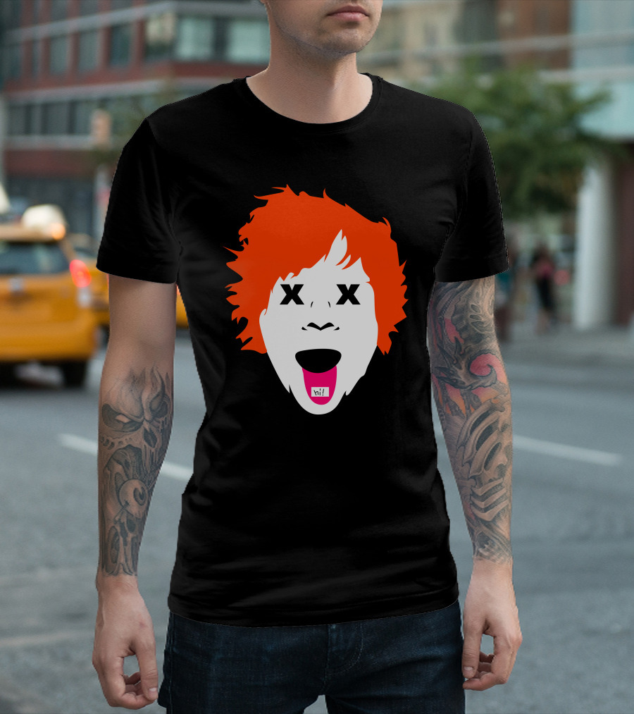 Ed Sheeran X Face with Bright Hair and Hi Tongue Expression T-Shirt