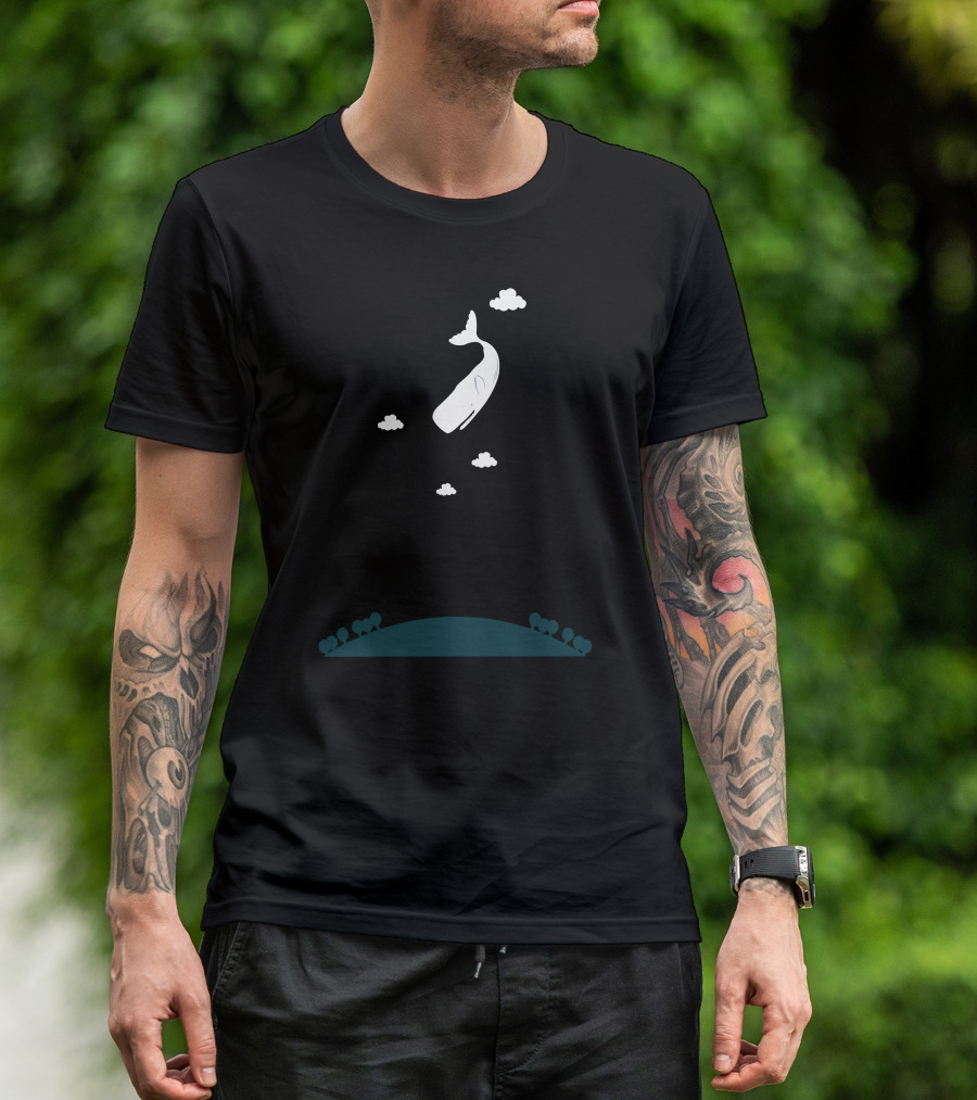 Fail Whale Floating Above Clouds With Horizon And Trees T-Shirt