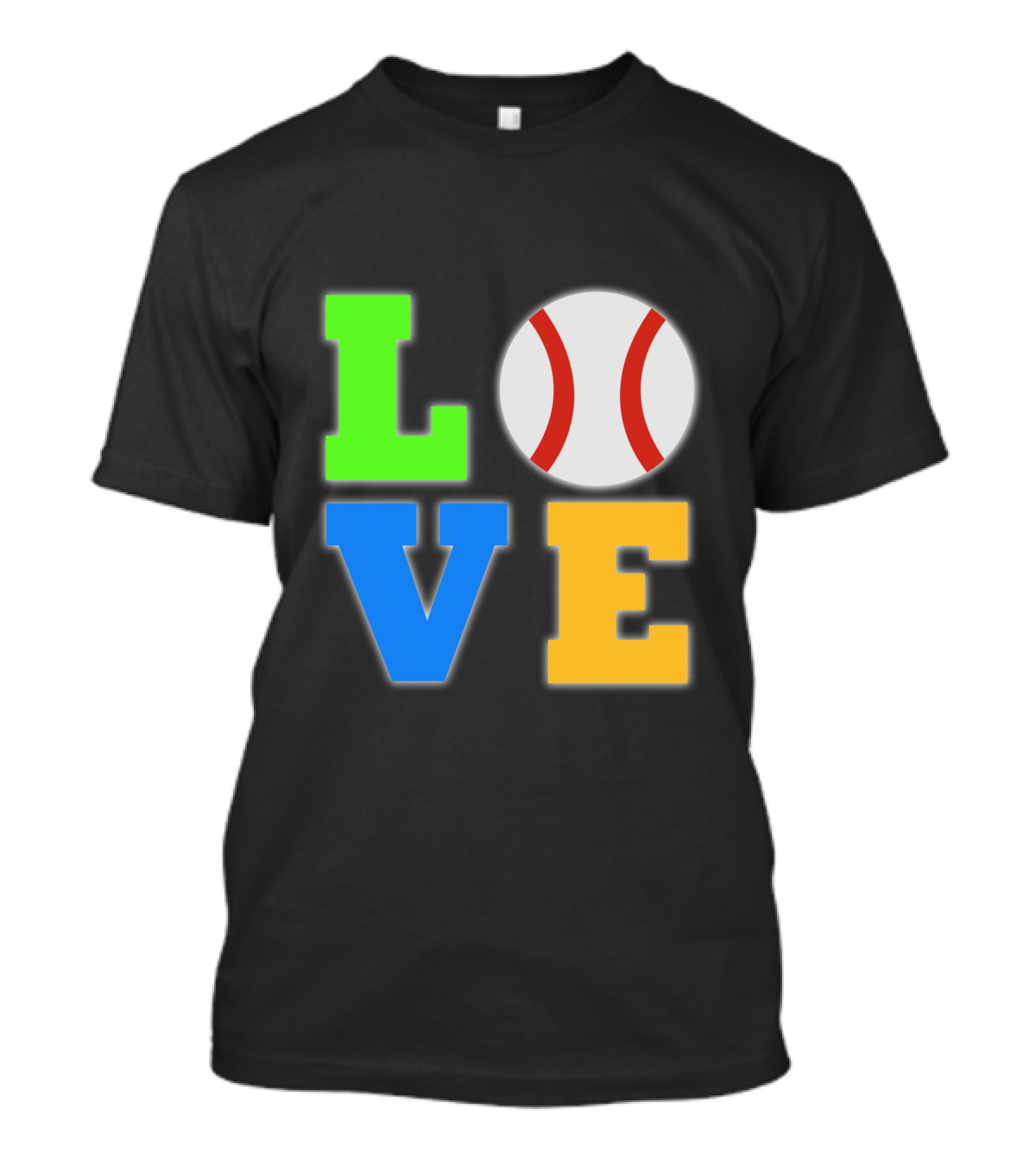 Love Baseball Neon L O V E Letters With Baseball O T-Shirt