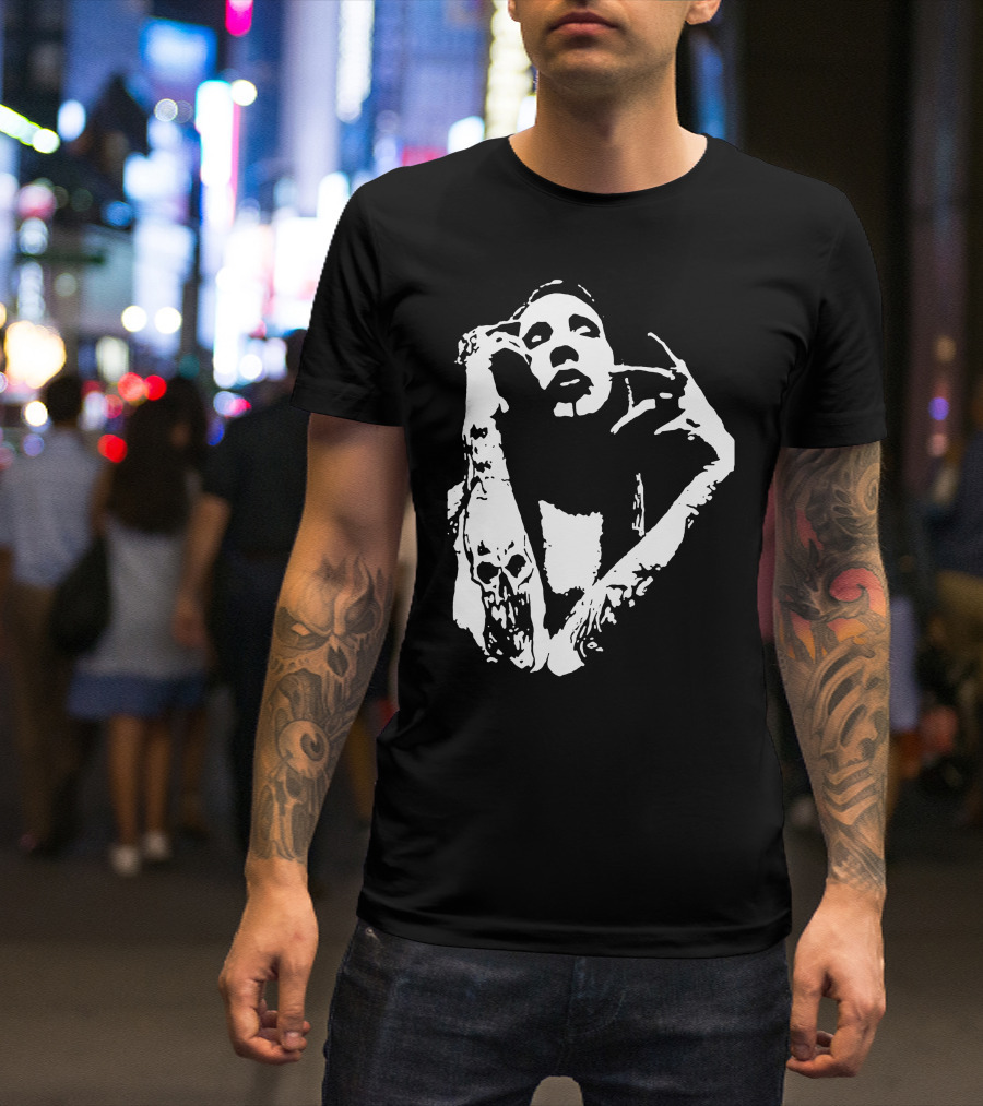 Marilyn Manson Monochrome Skull Arm Pose T-Shirt