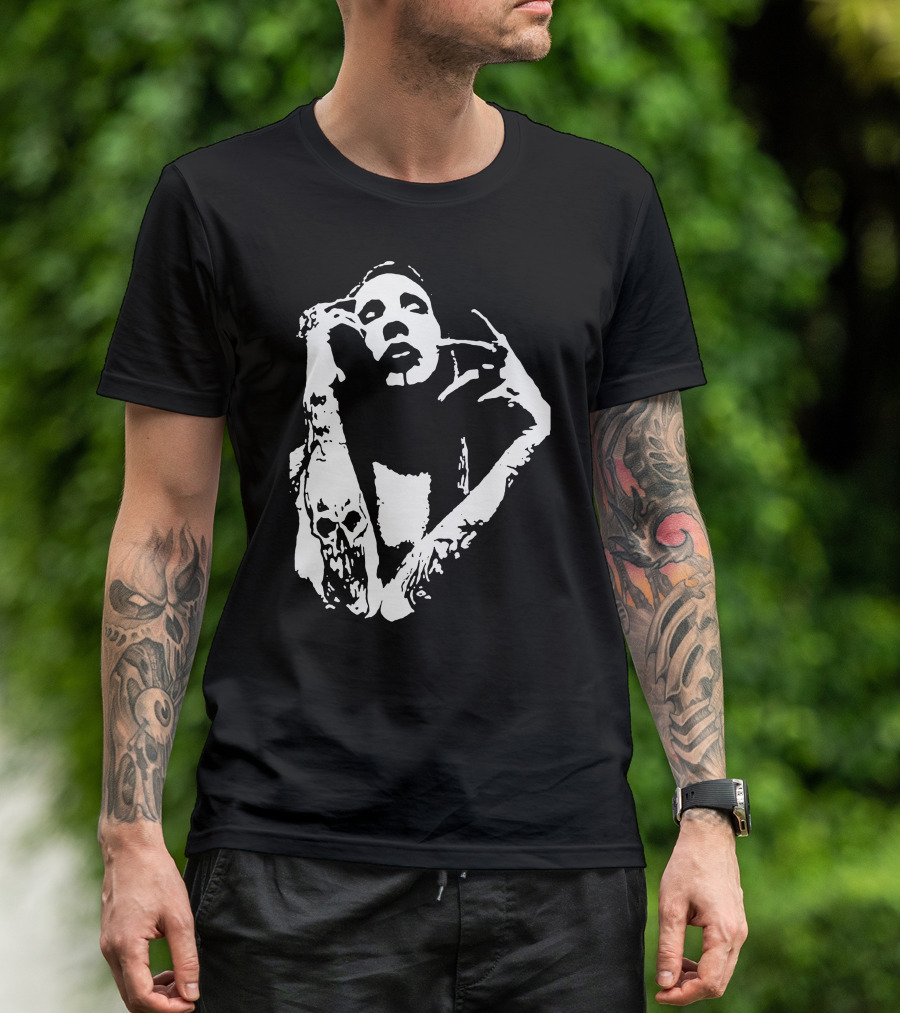 Marilyn Manson Monochrome Skull Arm Pose T-Shirt