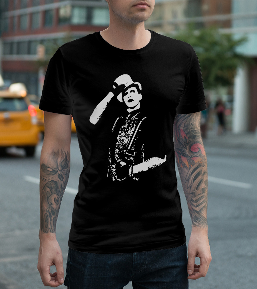 Marilyn Manson Salute Top Hat Monochrome T-Shirt