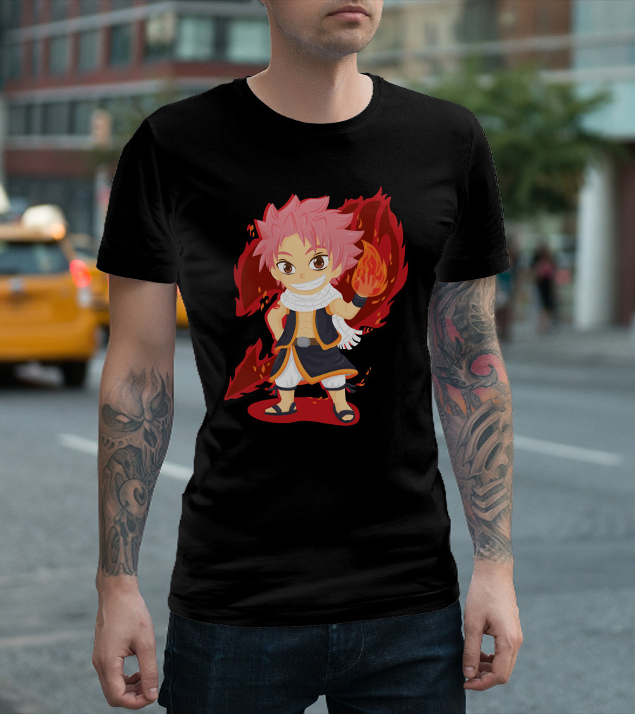 Natsu Dragneel Fire Magic Chibi Character T-Shirt
